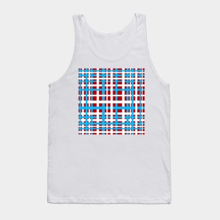 Interlocking Stripes White Red Light Blue Tank Top